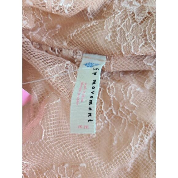 Free People Namaslay Jacket Women's Medium Peach Long Sleeve Full Zip Ruffle - Picture 6 of 8